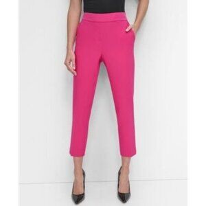 DKNY Womens Comfy Elastic-Back Pull-On Ankle Pants Work/Casual Wild Berry 10 NWT